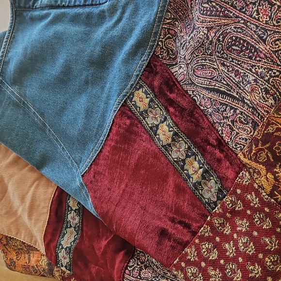 J. Jill Blue Vintage Boho Hippie Denim  Patched Skirt - Picture 1 of 10